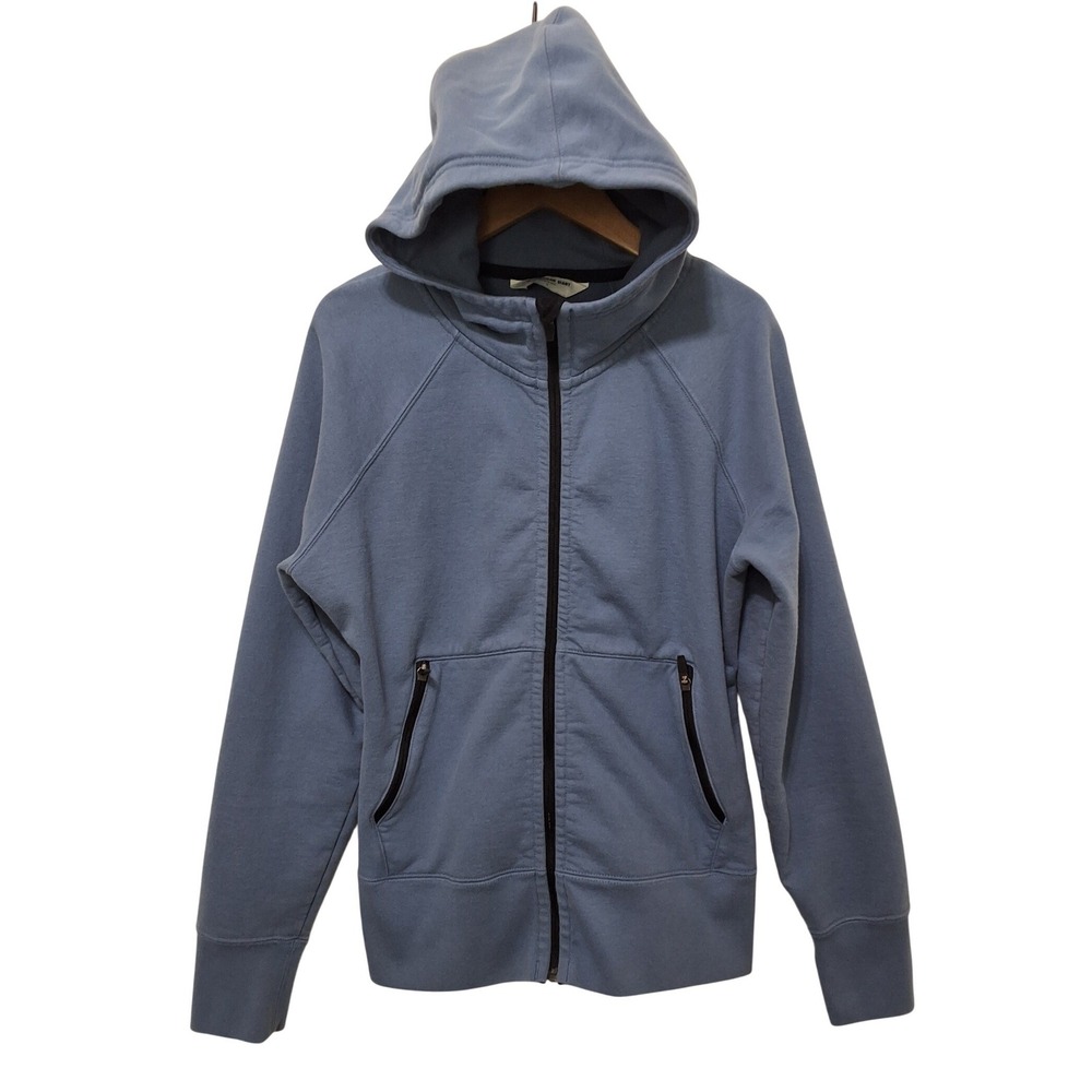 American Giant Storm Full Zip Hoodie Blue DWR Cotton Womens Large Heavy Weight - Picture 1 of 7